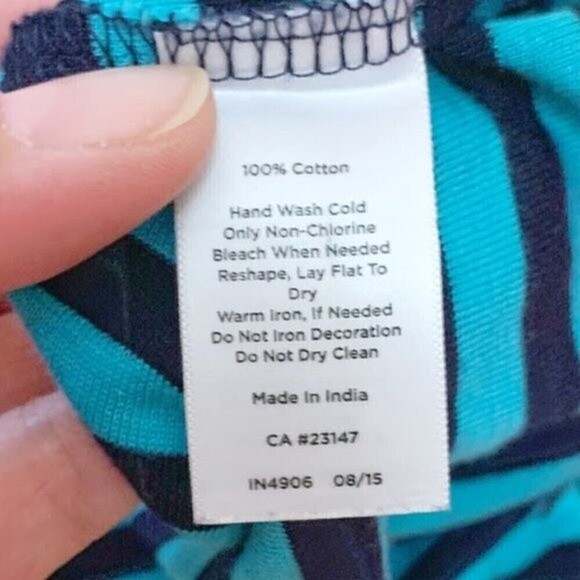 Talbots Petite Nautical Stripe Rhinestone Neck Long Sleeve Crew Neck Shirt - Picture 9 of 9